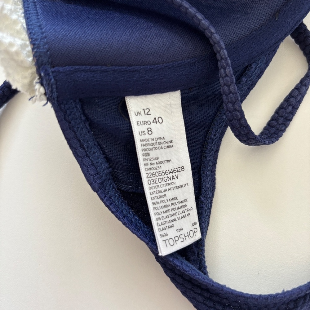 Topshop Navy Ruffle Bikini Top - Picture 5 of 6